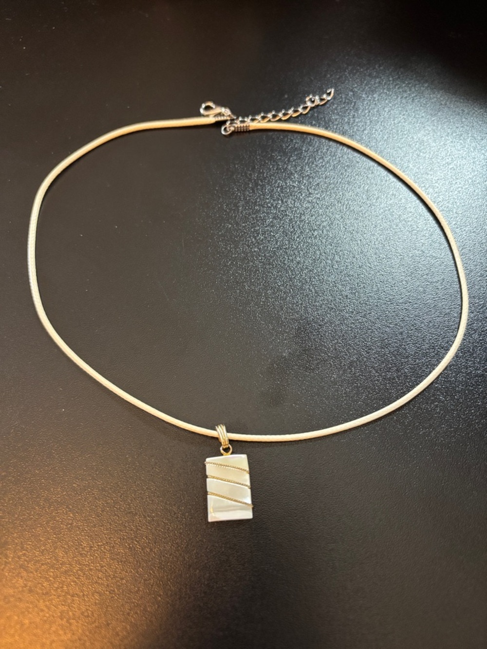 Modern Gold and MoP Rectangular Pendant Necklace - Women's Jewelry